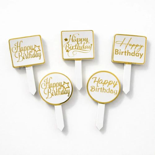 Happy Birthday Cake Topper Set | Assorted Mini Placards for Cakes, Cupcakes & Desserts | Pack of 100