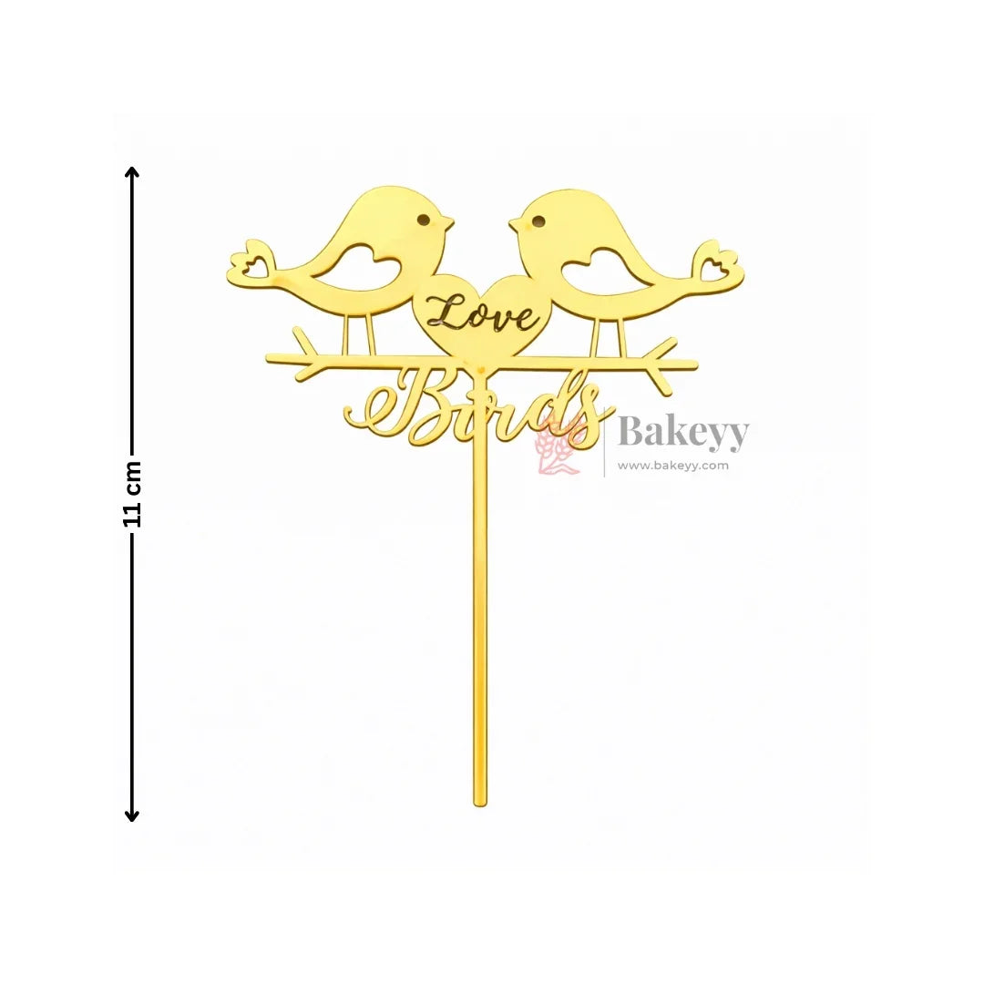Premium Gold Mirror Cake Paper Topper – Happy Anniversary & Couple Theme l Pack of 1
