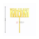 Gold Mirror Paper Cake Topper l Best Mom / Best Dad / World’s Best Mom l PACK OF 1