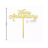 Premium Gold Mirror Cake Paper Topper – Happy Anniversary & Couple Theme l Pack of 1