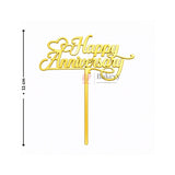 Premium Gold Mirror Cake Paper Topper – Happy Anniversary & Couple Theme l Pack of 1