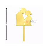 Premium Gold Mirror Cake Paper Topper – Happy Anniversary & Couple Theme l Pack of 1