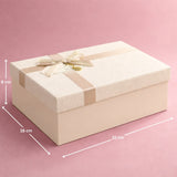 peach Textured Luxury Gift Box | Premium Rigid Hamper Gift Box with Lid & Ribbon | 3 Sizes Available | pack of 1
