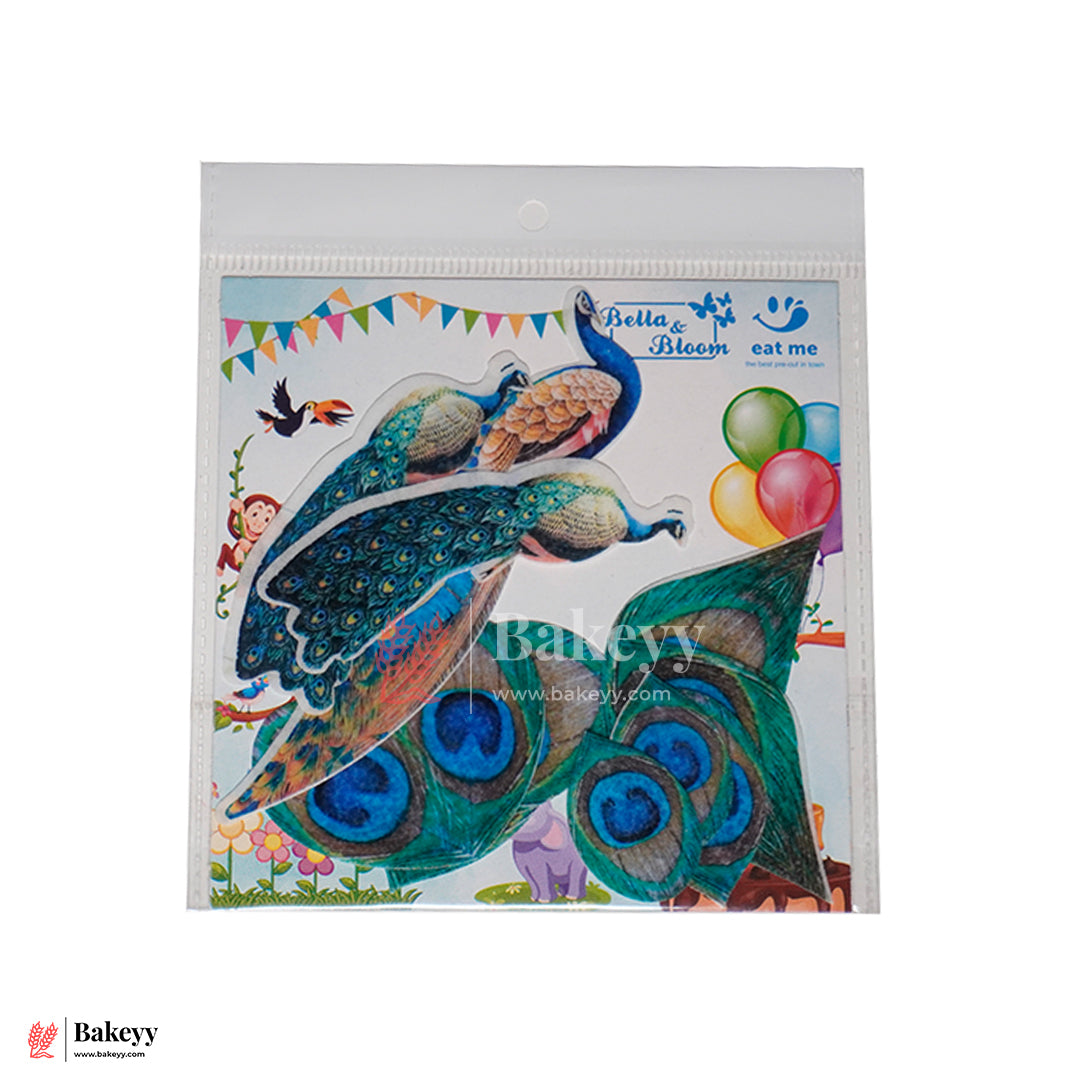 Pre-Cut | Edible Wafer | Peacock Theme| Pack Of 10
