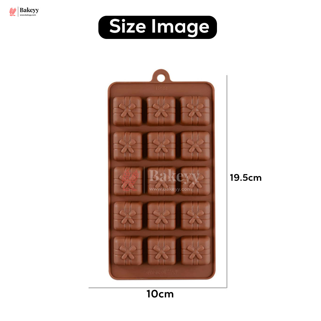 Silicone Gift Box Shape Chocolate Mould – 15 Cavity Decorative Treat Tray| 1 Piece