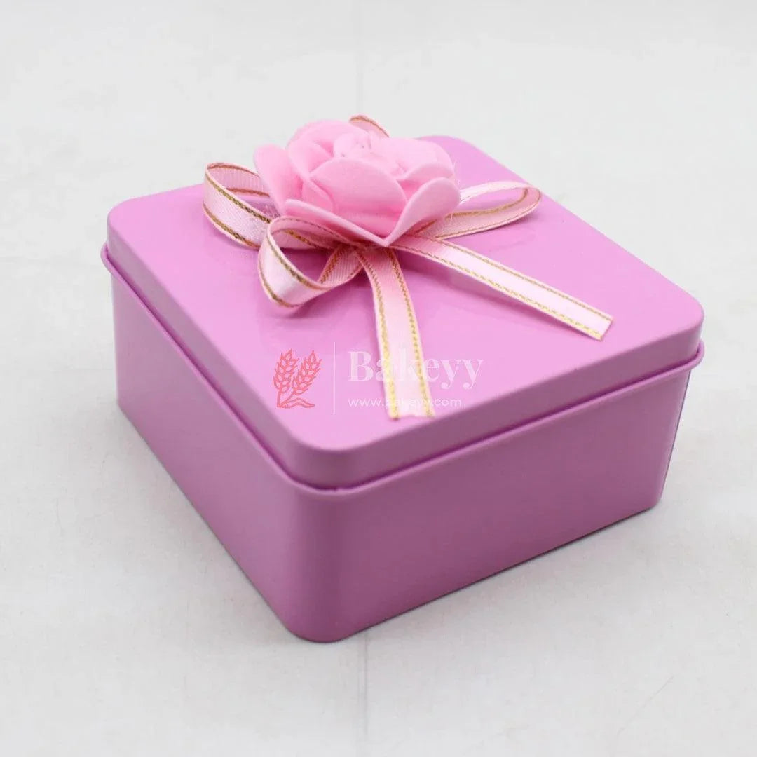 Size 4|Pink Square Empty Decorative Tin Box |Pack of 4