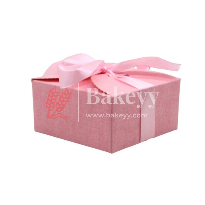 Pink Gift Box for Presents, 10 Pack Empty Kraft Gift Boxes with Ribbon For Packaging Candy, Cookie, Chocolate | Pack of 10 - Bakeyy.com