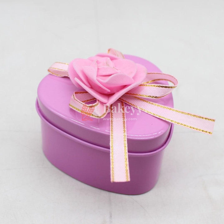 Pink Heart Empty Decorative Tin Box | Gift Box | Chocolate Box | Sweet Box | Jewellery Box | Luxury Box | Pack of 18 - Bakeyy.com