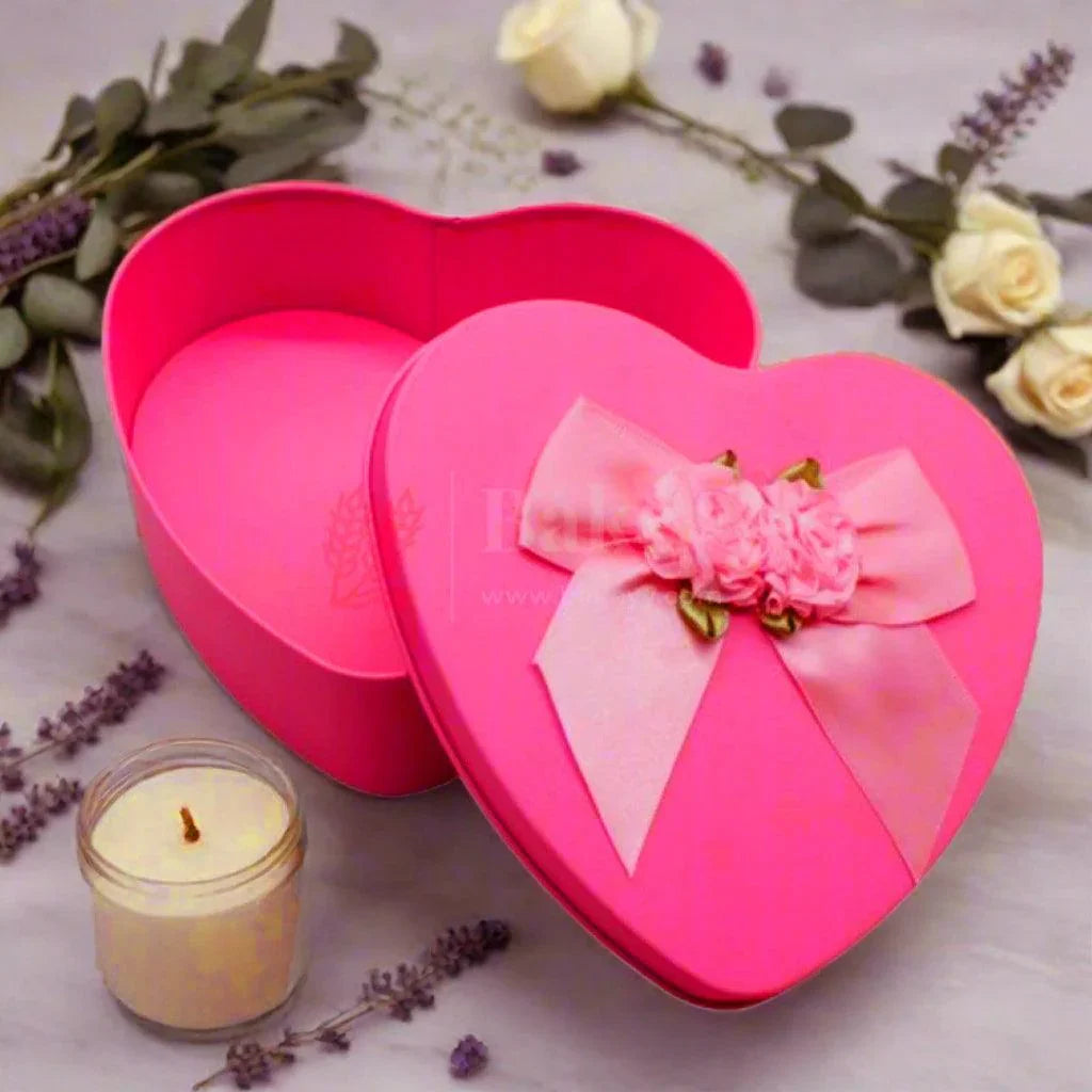 Extra Large-Size 4| Mixed Colours with Mixed Bow Heart Empty Decorative Tin Box | Pack of 2