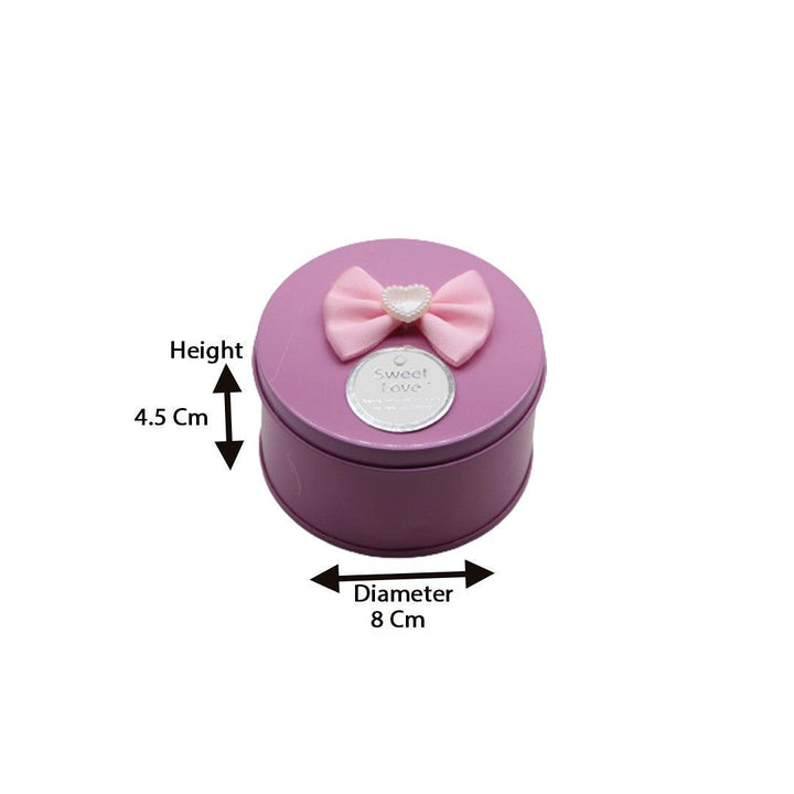Pink Round Empty Decorative Tin Box | Gift Box | Chocolate Box | Sweet Box | Jewellery Box | Luxury Box - Bakeyy.com