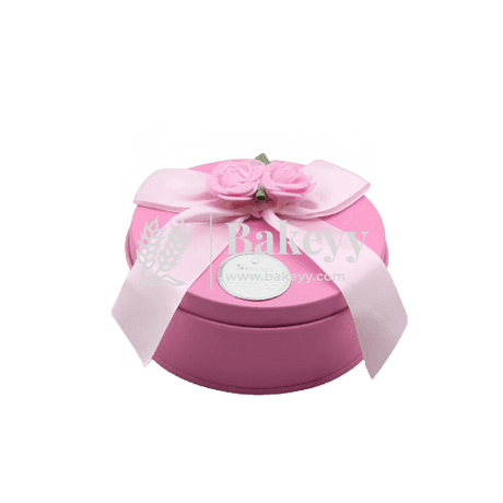 Pink Round Empty Decorative Tin Box | Gift Box | Chocolate Box | Sweet Box | Jewellery Box | Luxury Box - Bakeyy.com - India - Pink Round Empty Decorative Tin Box | Gift Box | Chocolate Box | Sweet Box | Jewellery Box | Luxury Box - Default Title