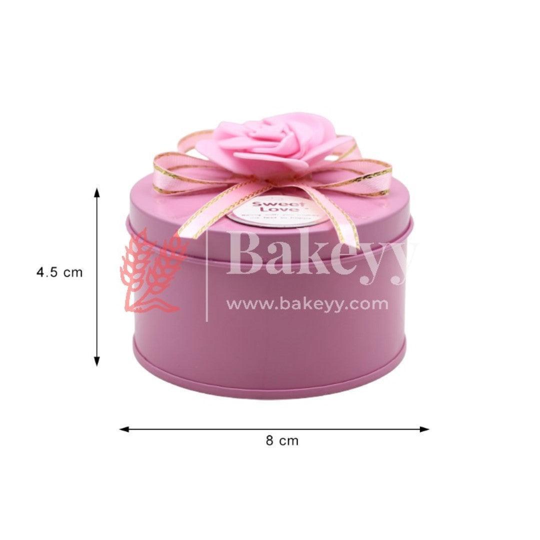 Pink Round Empty Decorative Tin Box | Gift Box | Chocolate Box | Sweet Box | Jewellery Box | Luxury Box - Bakeyy.com - India - Pink Round Empty Decorative Tin Box | Gift Box | Chocolate Box | Sweet Box | Jewellery Box | Luxury Box - Default Title
