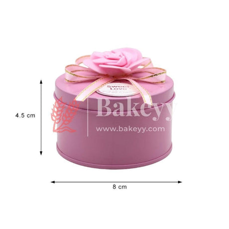 Pink Round Empty Decorative Tin Box | Gift Box | Chocolate Box | Sweet Box | Jewellery Box | Luxury Box - Bakeyy.com - India - Pink Round Empty Decorative Tin Box | Gift Box | Chocolate Box | Sweet Box | Jewellery Box | Luxury Box - Default Title