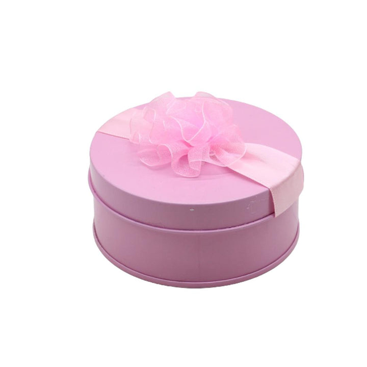 Pink Small Round Empty Decorative Tin Box | Gift Box | Chocolate Box | Sweet Box | Jewellery Box | Luxury Box - Bakeyy.com