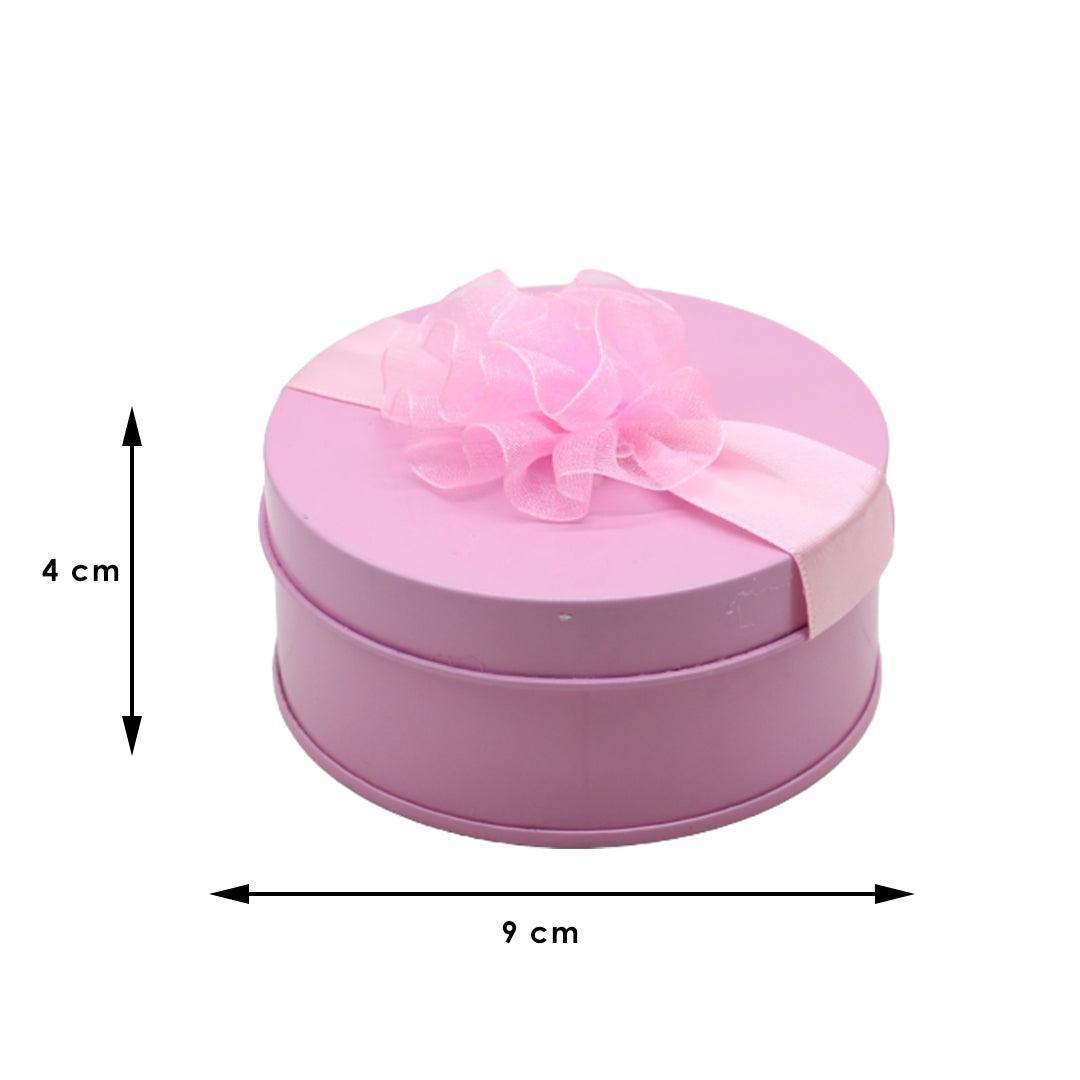 Pink Small Round Empty Decorative Tin Box | Gift Box | Chocolate Box | Sweet Box | Jewellery Box | Luxury Box - Bakeyy.com - India - Pink Small Round Empty Decorative Tin Box | Gift Box | Chocolate Box | Sweet Box | Jewellery Box | Luxury Box - Default Title