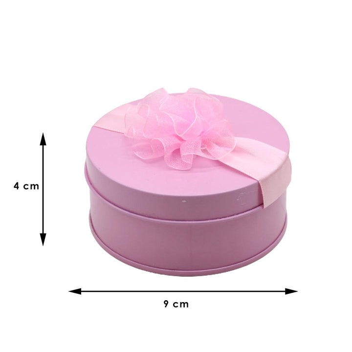 Pink Small Round Empty Decorative Tin Box | Gift Box | Chocolate Box | Sweet Box | Jewellery Box | Luxury Box - Bakeyy.com