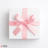 2cm |18 Mtr Elegant Pink Checkered Satin Ribbon Roll – Premium Quality for Gift Wrapping & Crafts