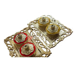 Plastic Kumkum Holder Stone Decorated 2-in-1 Haldi/Kumkum Holder- 2 - Bakeyy.com - India - Plastic Kumkum Holder Stone Decorated 2-in-1 Haldi/Kumkum Holder- 2 - Green