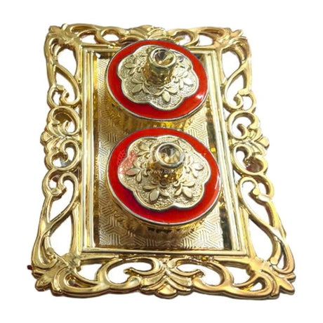 Plastic Kumkum Holder Stone Decorated 2-in-1 Haldi/Kumkum Holder- 2 - Bakeyy.com - India - Plastic Kumkum Holder Stone Decorated 2-in-1 Haldi/Kumkum Holder- 2 - Red