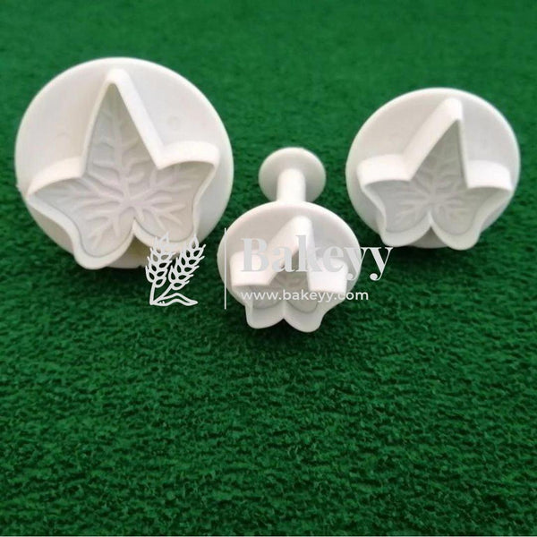 Plunger Cutter – Periwinkle - Leaf | Plastic Cutter | 3 Pcs - Bakeyy.com