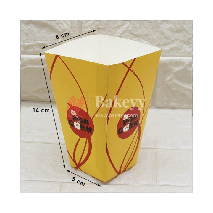 Popcorn Box | Hotel | Canteen| Yellow |Restaurants Box- Pack of 50 - Bakeyy.com