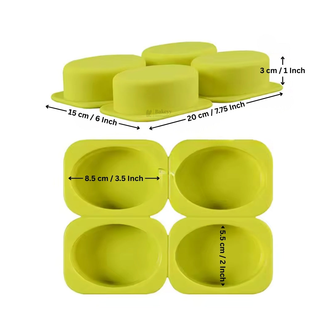 4 Cavity Mini Cake Silicone Mould | 3 Shapes Available | Heat Resistant | Non-Stick | Pack of 1