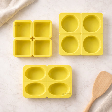 4 Cavity Mini Cake Silicone Mould | 3 Shapes Available | Heat Resistant | Non-Stick | Pack of 1