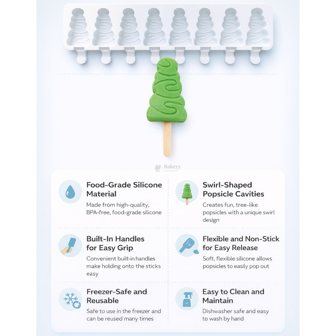 Tree Shape Popsicle Silicone Mould | Decorative Baking Mould | Baking & Craft Mould | Food-Grade Silicone | Pack of 1