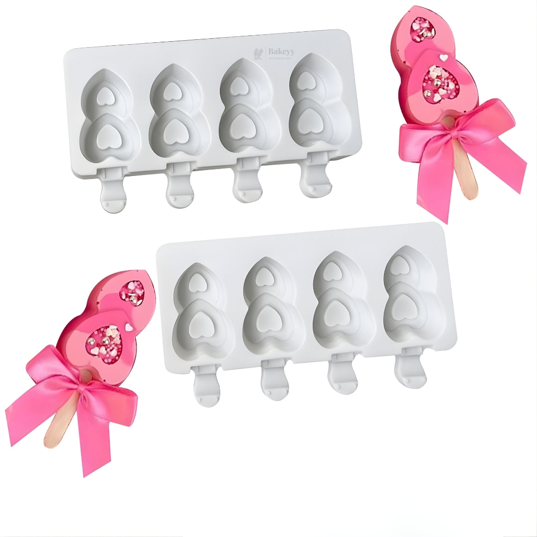 Heart Shape Popsicle Silicone Mould | Ice Cream & Kulfi Mould | Food-Grade Silicone | Pack of 1