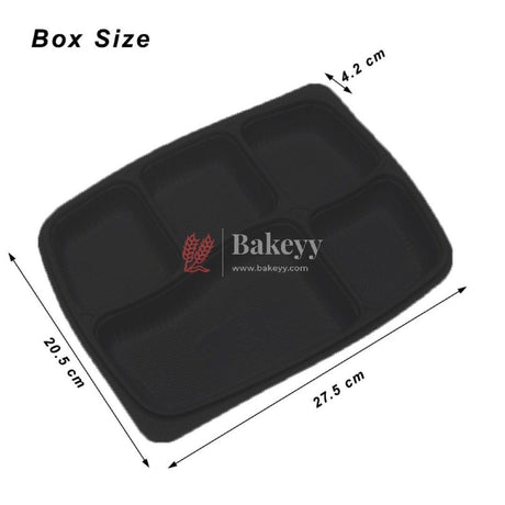 PP Black 5cp Meal Tray With Lid | Pack of 24 - Bakeyy.com - India - PP Black 5cp Meal Tray With Lid | Pack of 24 - Default Title