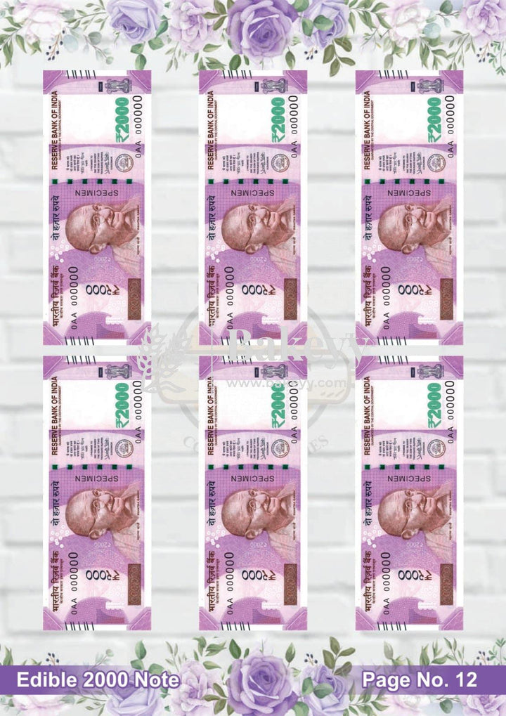 Pre-Cut Wafer Paper | Edible | 2000 currency notes - Bakeyy.com