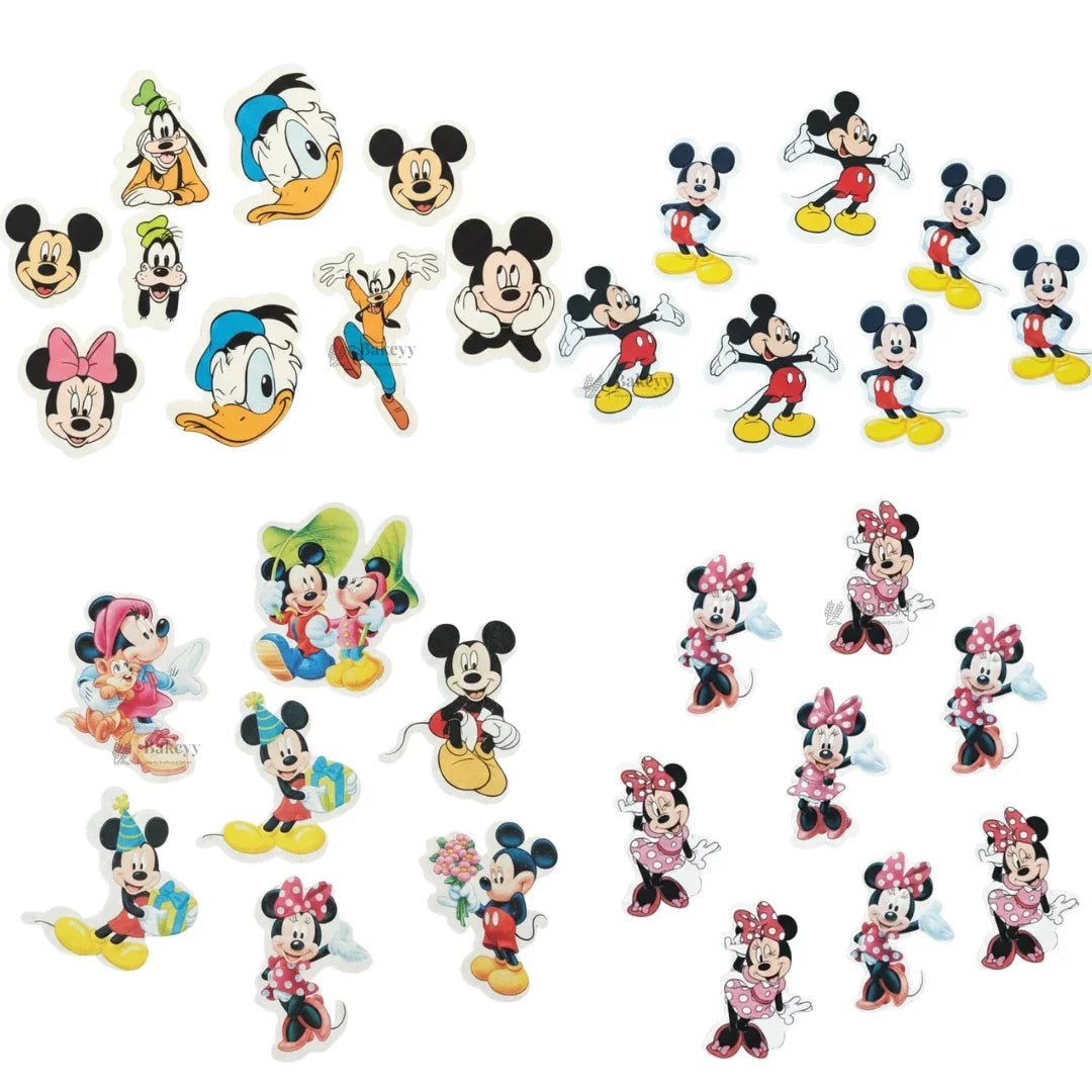 Mickey Mouse Theme Edible Wafer Cake Toppers Set | Multiple Designs for Cartoon Birthday Cakes | Pack of 1 Set