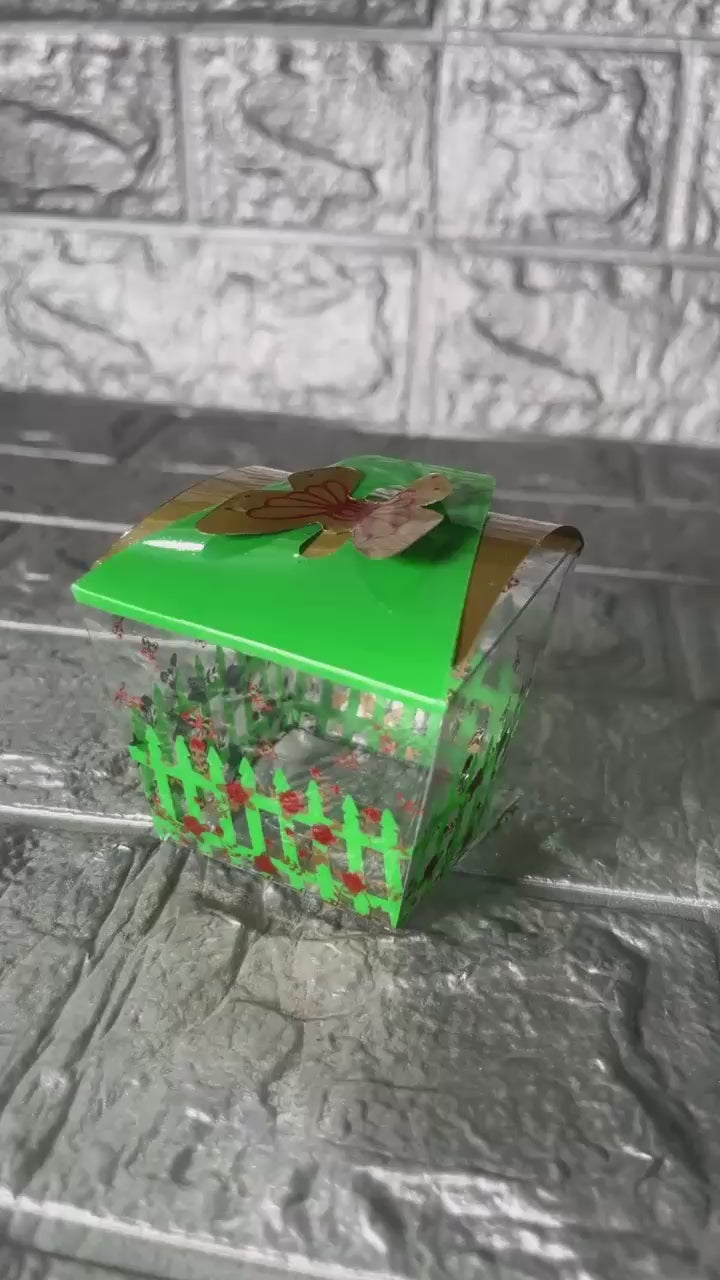 Garden-Themed Gift Boxes with Butterfly Closure | PVC Chocolate Box | Gift Box | Goodie Box | Mita-150A01 | Small | Pack of 10