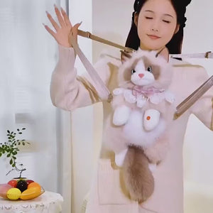 Cute Plush Cat Backpack | Meow Sound Interactive | Wearable Storage Soft Backpack Toy | Pack of 1