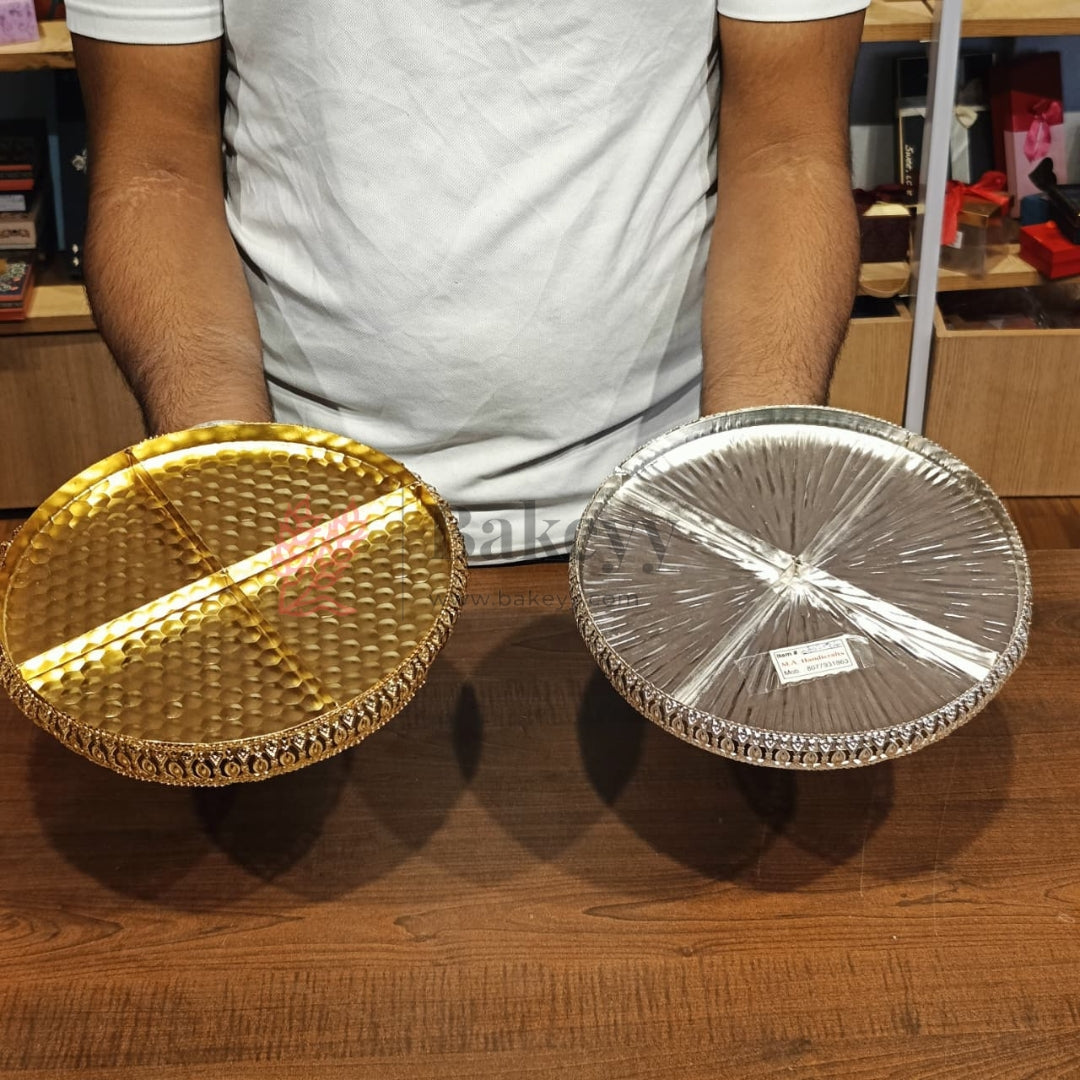 24cm  Luxurious Gold & Silver 4-Partition Serving Tray  Pack of 1