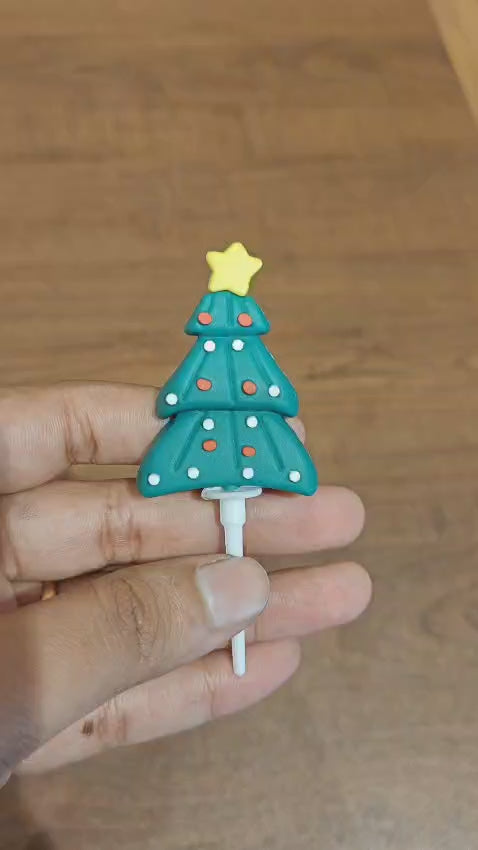 Christmas Tree Cake Topper | Christmas Miniature Figurines | Christmas Decor | Pack of 10