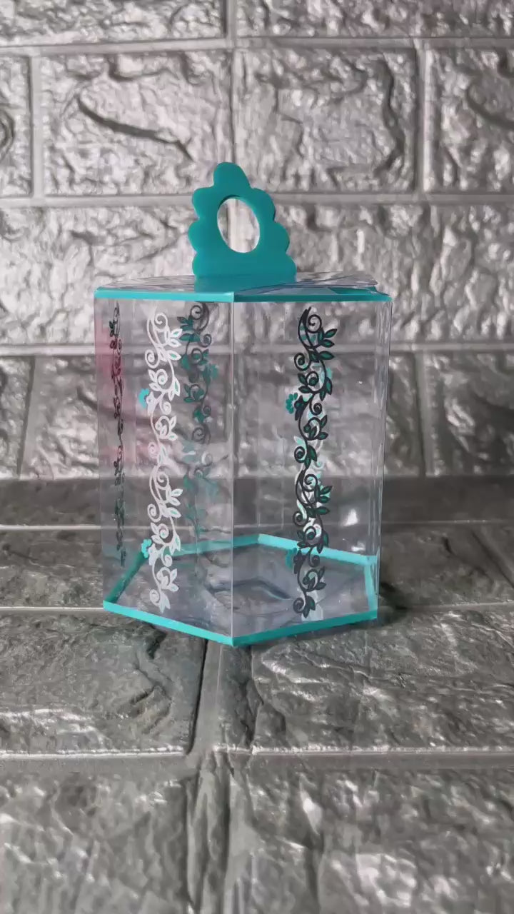 Floral Hexagon Transparent Gift Boxes | PVC Chocolate Box | Gift Box | Goodie Box | Pack of 10