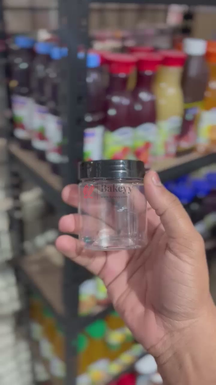 53mm Lid | 200ml Transparent Storage Jar With Black Lid | Pack Of 10