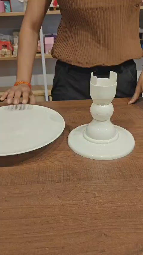 10 Inch Round | Detachable 2 Piece Cake Stand | White | 1 Piece