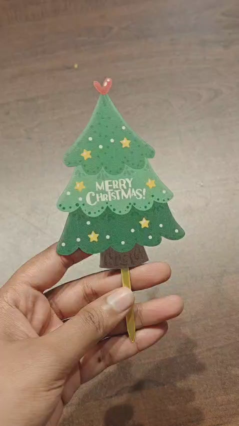 Christmas Tree Cake Topper | Green Color | Christmas Decor | Pack of 5