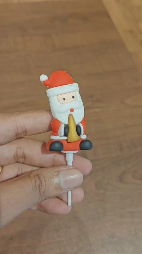 Santa Claus with Golden Bell Cake Topper | Christmas Miniature Figurines | Christmas Decor | Pack of 10