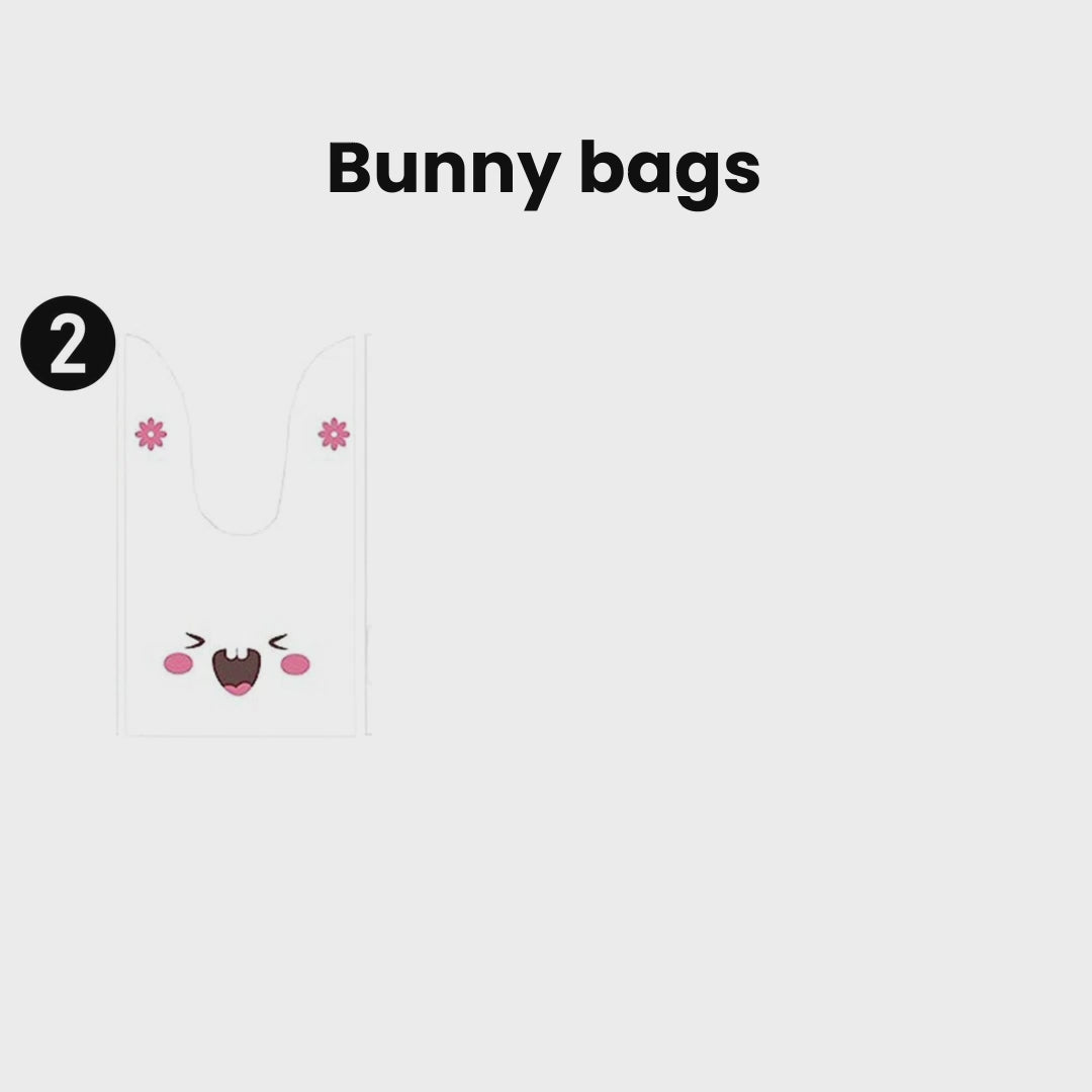 S Rabbit Ear Candy Gift Bags Cute Plastic Bunny Goodie Bags Candy Bags for Kids Bunny Party Favors | Pack of 50