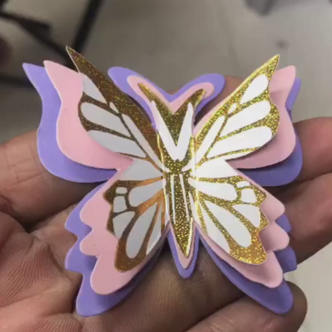 6 Pcs Enchanting Accents: Shiny Butterfly Cake Toppers | 3D Butterfly Decorations