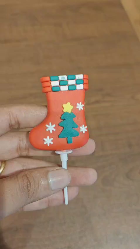 Christmas Stocking Cake Topper | Christmas Miniature Figurines | Christmas Decor | Pack of 10