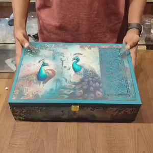 Royal Peacock Handcrafted Gift Box | Premium Decorative Dry Fruit & Festive Hamper Box | Pack of 1