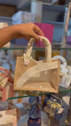 21x10x15 CM | Beige & Cream 2 Jar Ethnic Jute Gift Bag with Window & Handle – 1 Piece