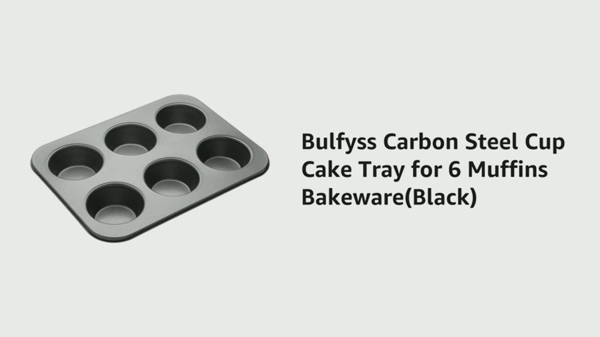 6 Slot Tray Cup Muffin Pan Tins Mould | Baking Cupcake | Non-Stick Mould | Reusable Tray Pan Mould | Non-Stick (Black)