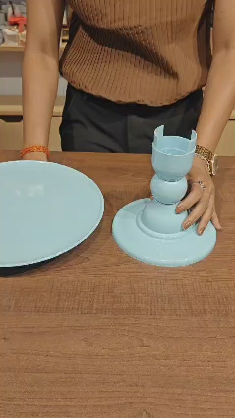 10 Inch Round | Detachable 2 Piece Cake Stand | Light Blue | 1 Piece