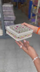 Square Premium Elegant Floral Square Tin Box – Pink & Gold Accents| Pack of 2