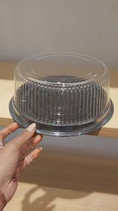 20x8.5Cm| 1/2 Kg Cake Carrier With Lid| Plastic Cake Carrier with Black Base and Transparent Lid| Pack of 10